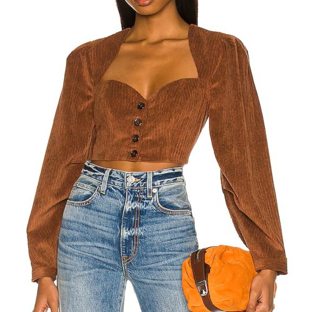 Revolve Tularosa Rylan Corduroy Crop Top in Cappuccino Brown. Size M. NWT!
